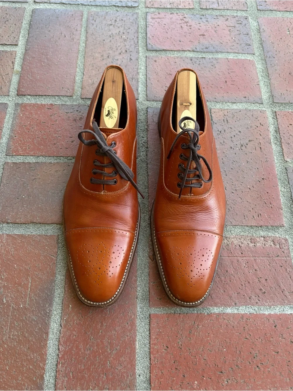 Grenson England Cognac Oxford Cap Toe UK8F/US9